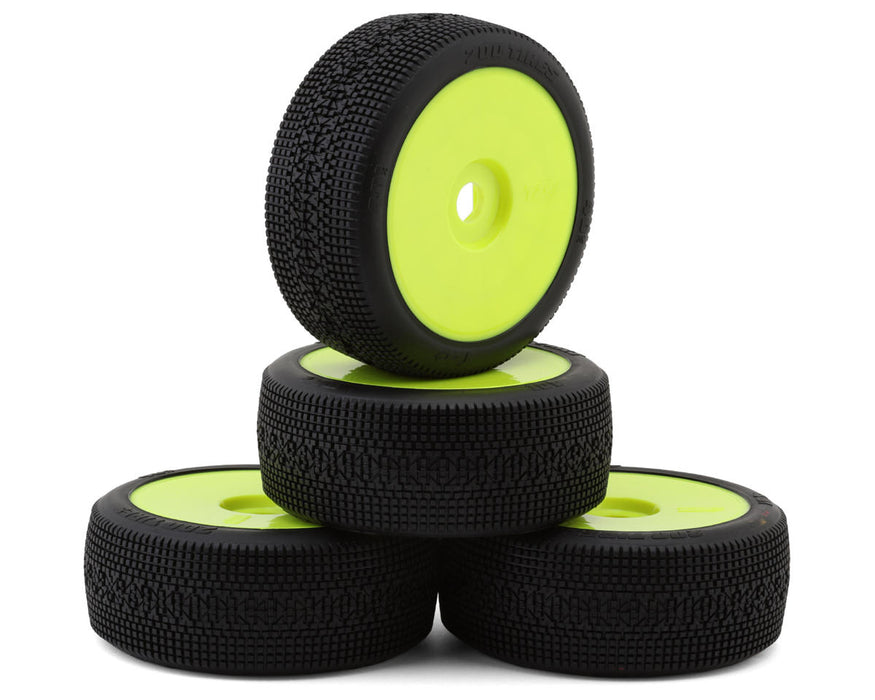 TZO Tires 401 1/8 Buggy Pre-Glued Tire Set (Yellow) (4) (Ultra Clay)