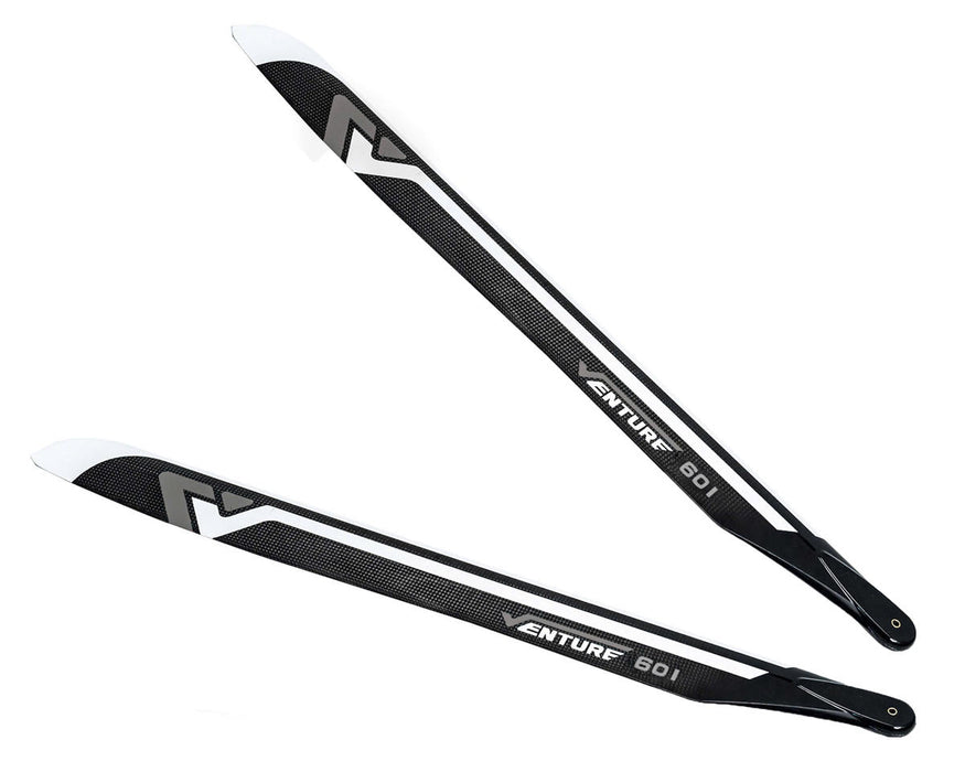 Venture Blades 601mm Premium Carbon Fiber Main Blades (Silver) (2)