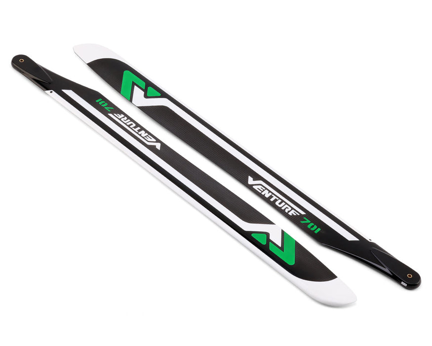 Venture Blades 701mm Premium Carbon Fiber Main Blades (Green) (2)