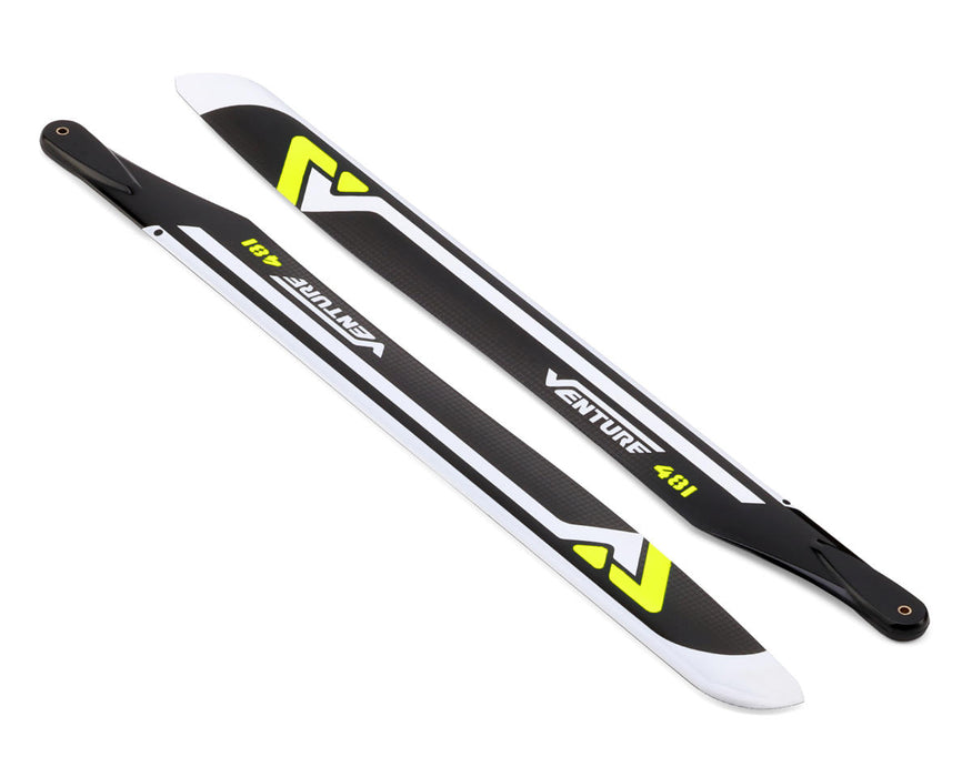 Venture Blades 481mm Premium Carbon Fiber Main Blades (Yellow) (2)