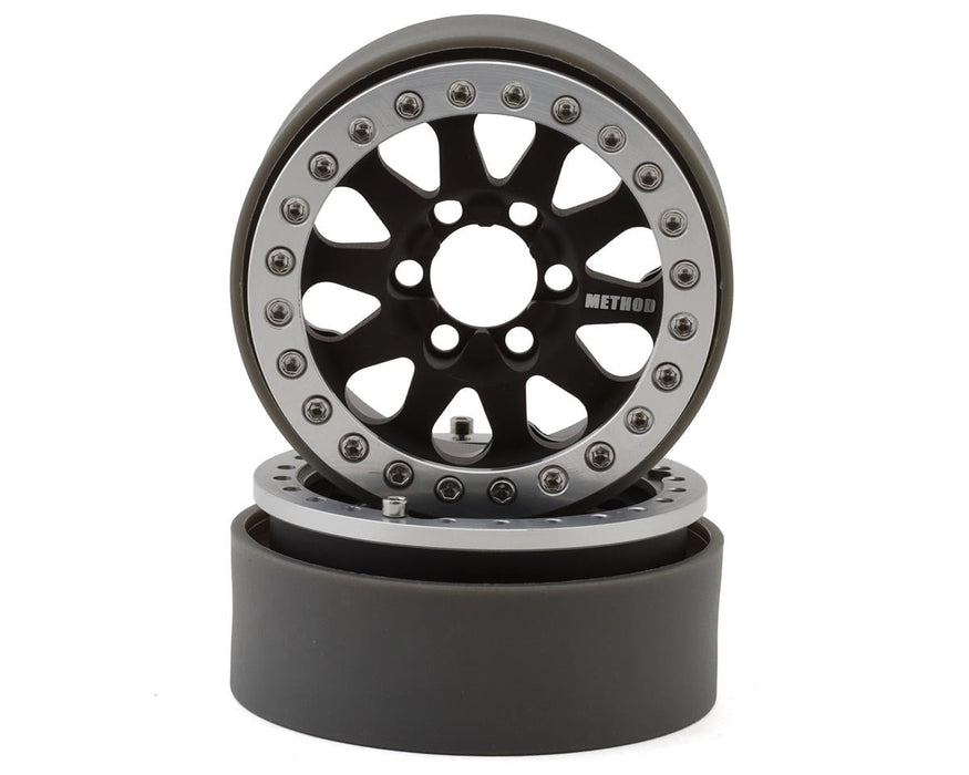 Vanquish Products Method 101 V2 1.9" Beadlock Crawler Wheels (Black/Silver) (2)