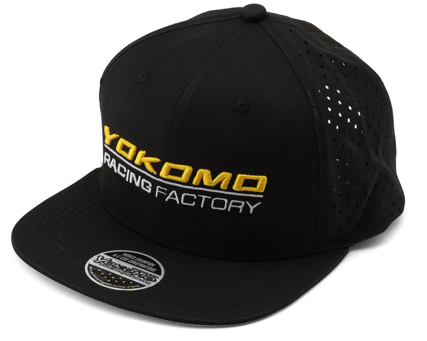 Yokomo Factory Team Snapback Flatbill Hat (Black/Grey) (One Size Fits Most)