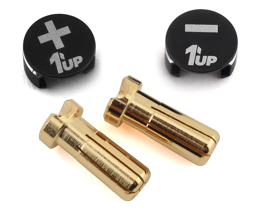 1UP Racing LowPro Bullet Plug Grips avec balles de 5 mm (noir/noir)