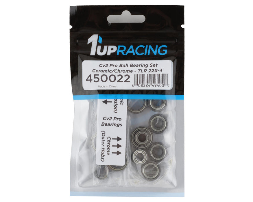 1UP Racing TLR 22X-4 Cv2 Pro Bearing Set (Ceramic/Chrome)