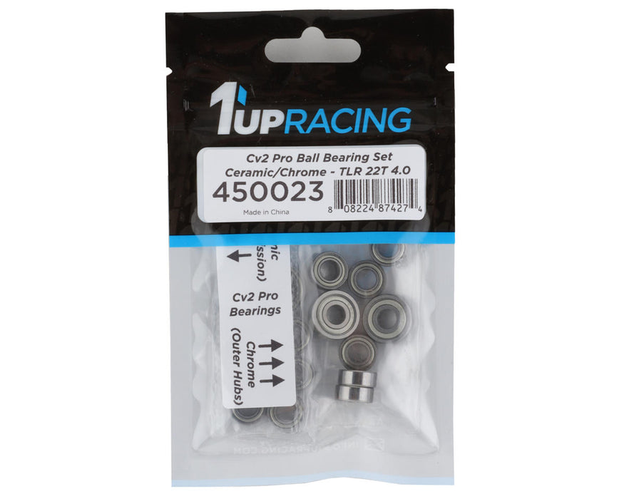 1UP Racing TLR 22T 4.0 Cv2 Pro Bearing Set (Ceramic/Chrome)