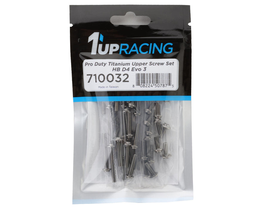 1UP Racing HB Racing D4 Evo3 Pro Duty Upper Titanium Screw Set