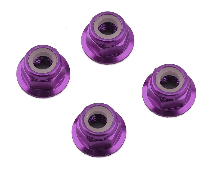 1UP Racing 4mm Serrated Aluminum Locknuts (Purple) (4)