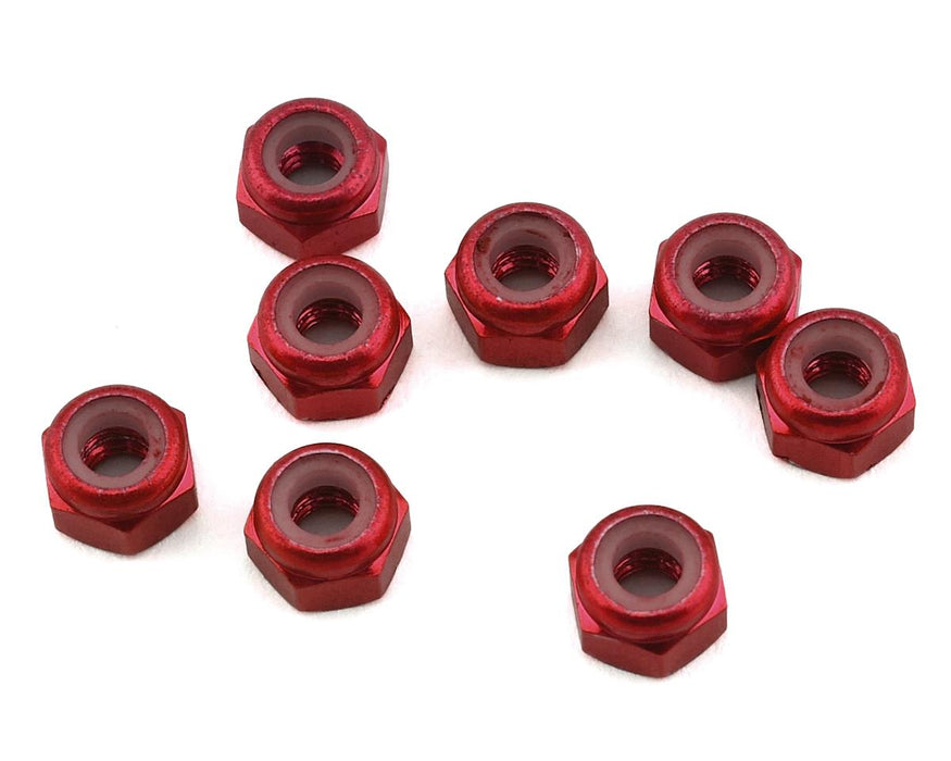 Écrous de blocage en aluminium 1UP Racing 3 mm (rouge) (8)