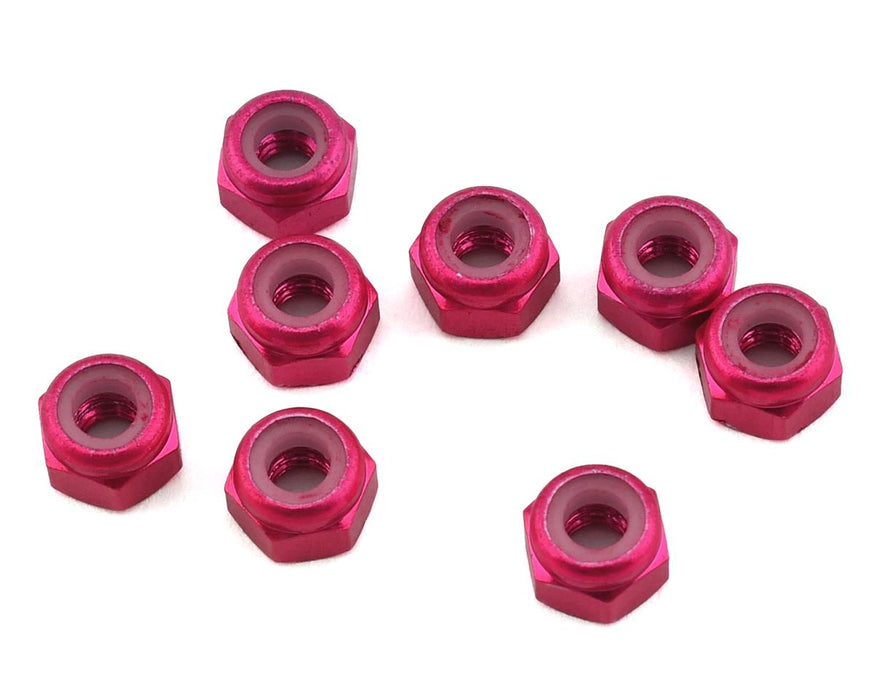 Écrous de blocage en aluminium 1UP Racing 3 mm (rose) (8)