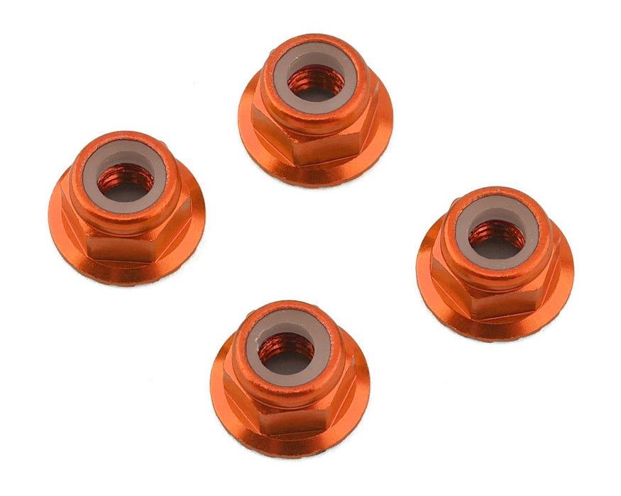 Écrous de blocage dentelés en aluminium 1UP Racing de 4 mm (orange) (4)