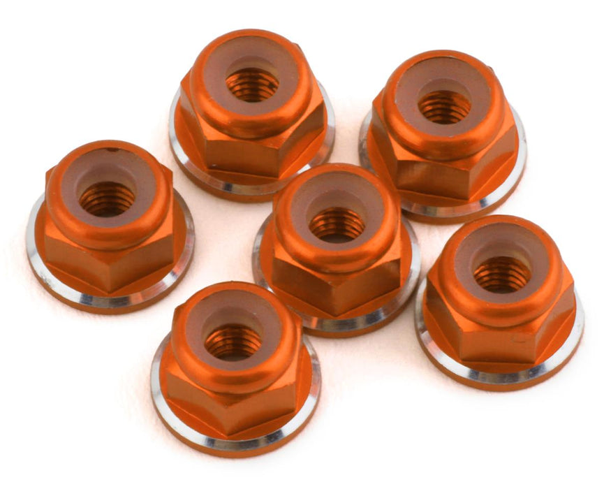 1UP Racing Écrous à bride en aluminium de 3 mm avec finition chanfreinée (Orange) (6)