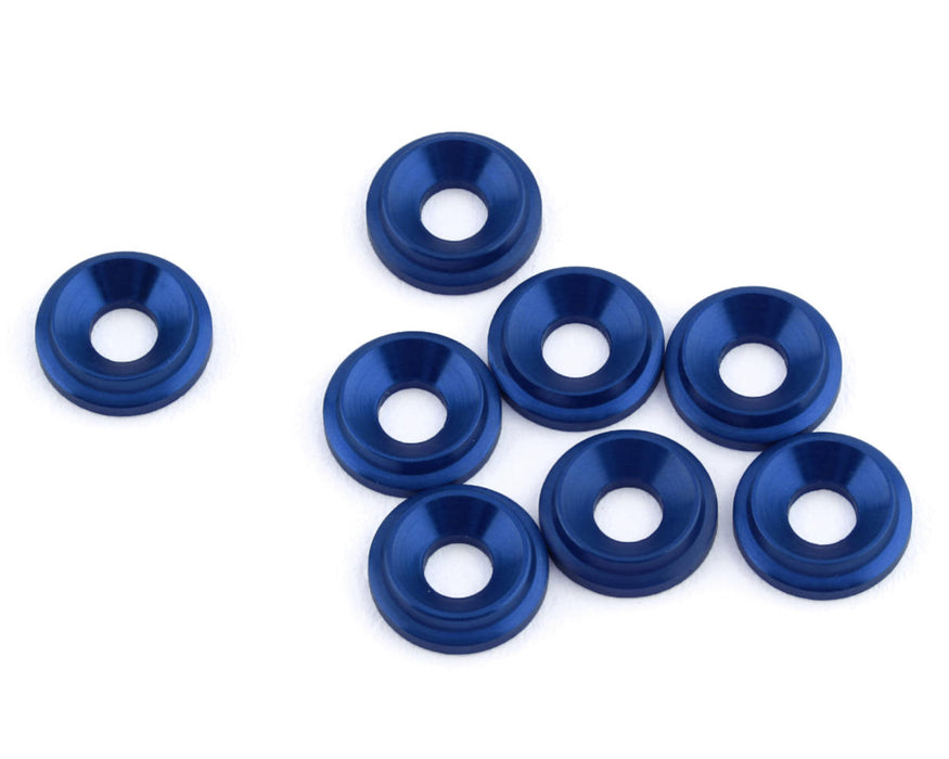 Rondelles fraisées LowPro 3 mm 1UP Racing (bleu foncé) (8)