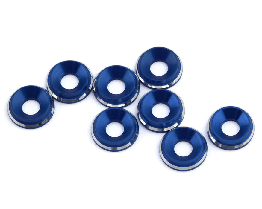 Rondelles fraisées LowPro 3 mm 1UP Racing (brillant bleu foncé) (8)