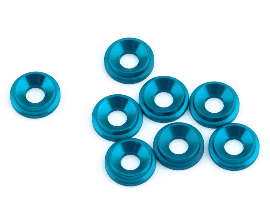 Rondelles fraisées LowPro 3 mm 1UP Racing (bleu vif) (8)