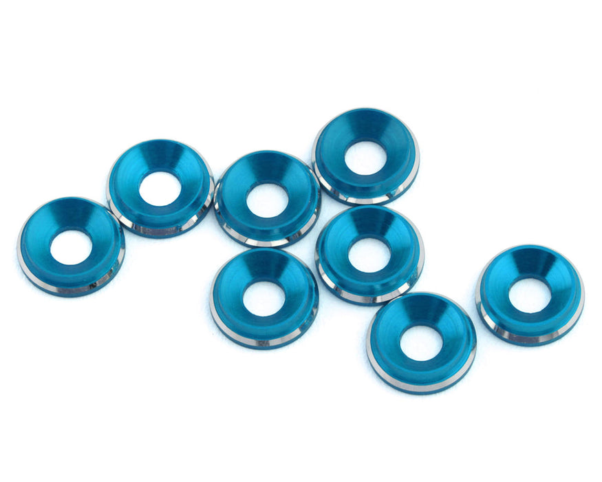 Rondelles fraisées LowPro 3 mm 1UP Racing (brillant bleu vif) (8)