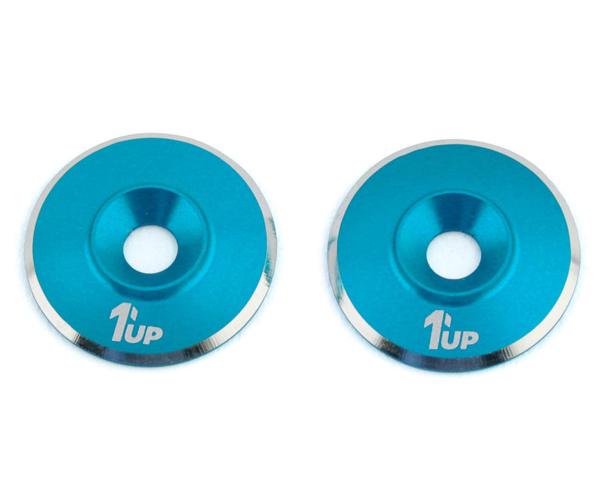 1UP Racing 3mm LowPro Wing Washers (Bright Blue Shine) (2)