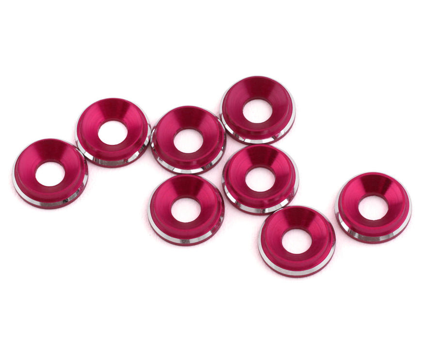 Rondelles fraisées LowPro 3 mm 1UP Racing (brillant rose vif) (8)