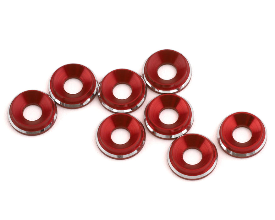 Rondelles fraisées LowPro 3 mm 1UP Racing (rouge brillant) (8)