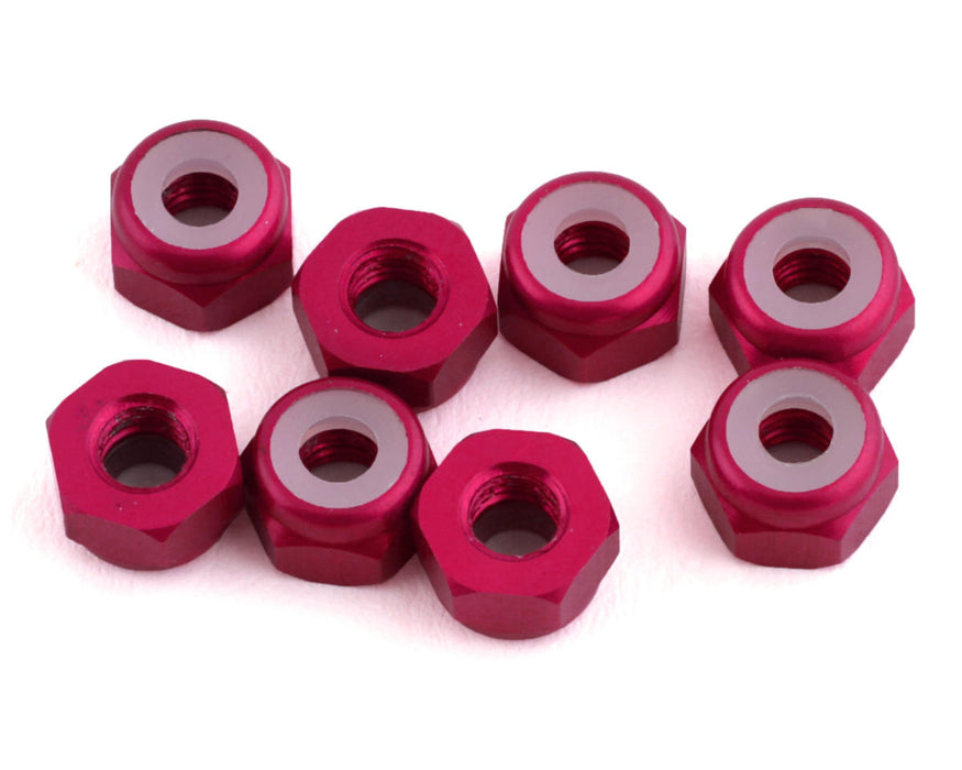 Écrous de blocage en aluminium 1UP Racing 3 mm (rose vif) (8)