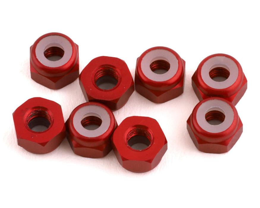 Écrous de blocage en aluminium 1UP Racing 3 mm (rouge) (8)