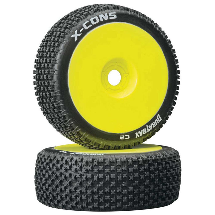 1/8 X-Cons Buggy Tire C2 Mounted Yellow (2)