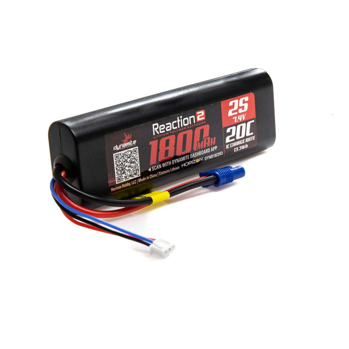 Reaction2 7,4 V 1 800 mAh 2S 20C LiPo, étui rigide EC3 