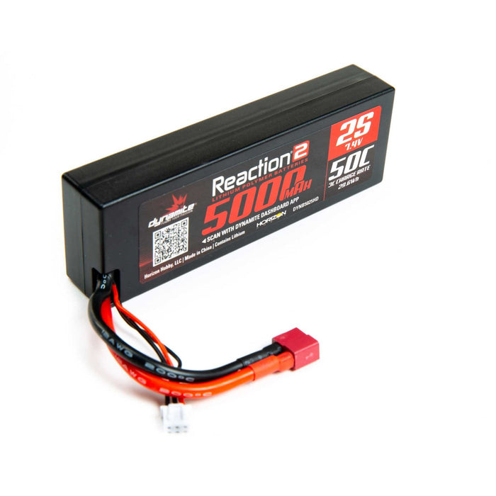 Reaction2 7,4 V 5 000 mAh 2S 50C LiPo, étui rigide : Deans