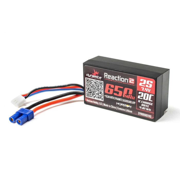 Reaction 2 7,4 V 650 mAh 2S 20C LiPo, étui rigide, EC2