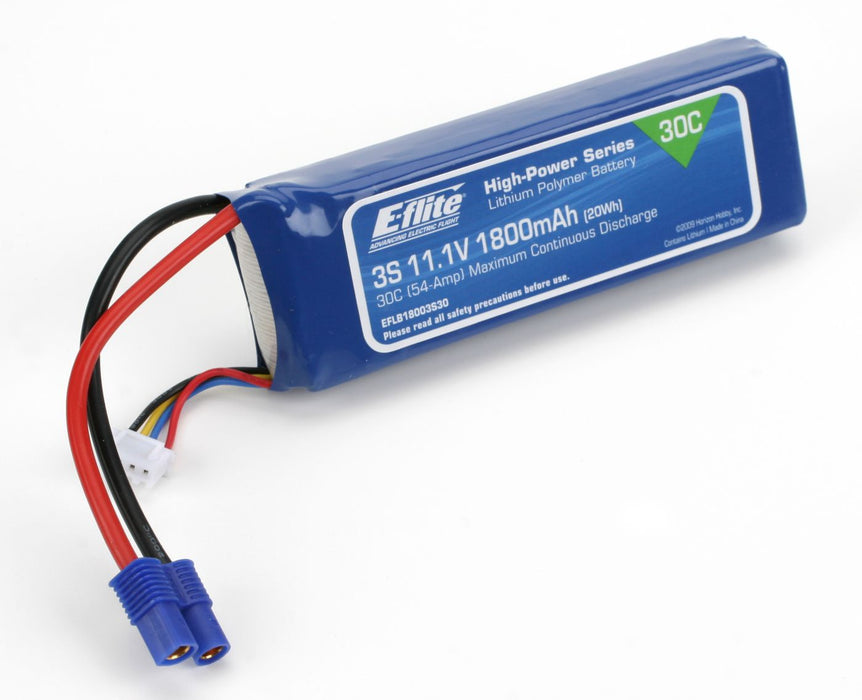 LiPo 1800mAh 3S 11,1V 30C, 13AWG EC3