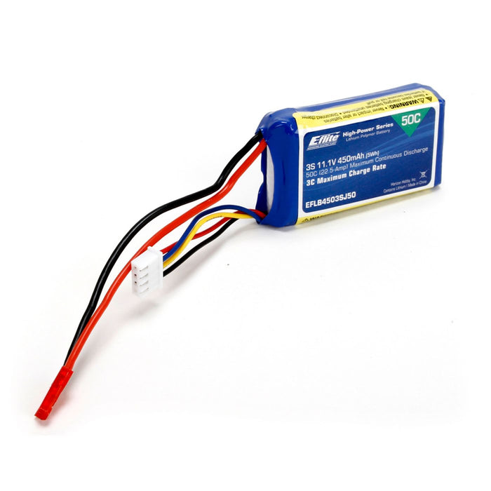 LiPo 450 mAh 3S 11,1 V 50C, 18 AWG JST