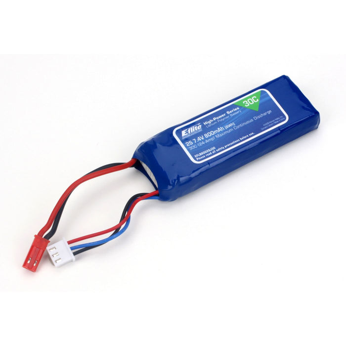 LiPo 800 mAh 2S 7,4 V 30C, 18 AWG JST