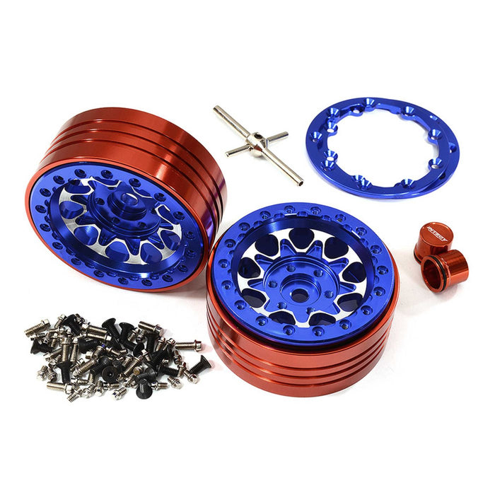 Roues Beadlock en alliage pour 1/10 Enduro Sendero bleu