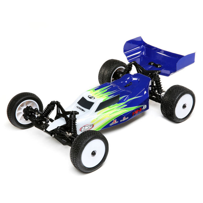 Mini-B, brossé, RTR : buggy 1/16 2WD, bleu/blanc 