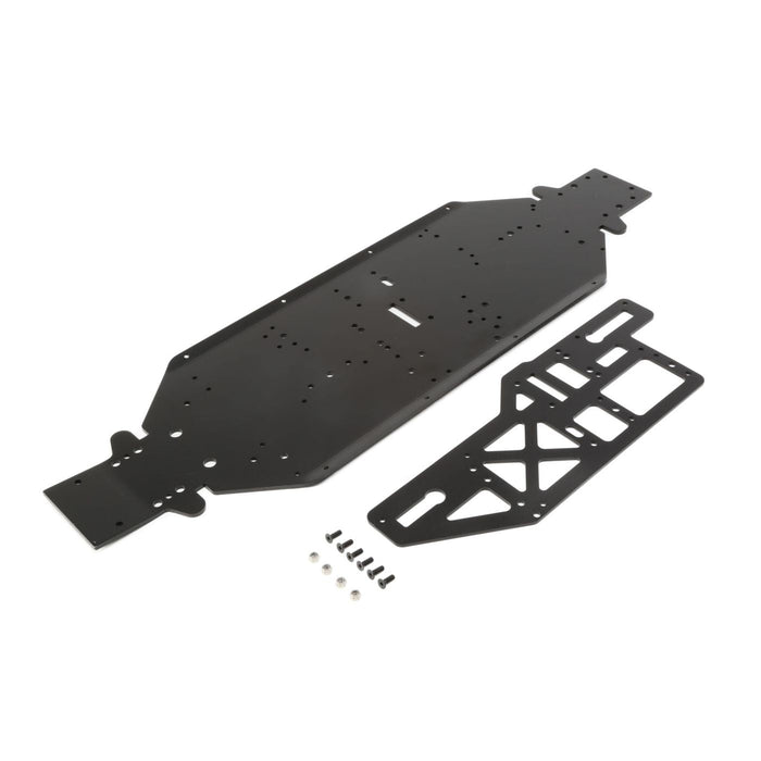 Chassis w/Brace plate, 4mm, Black: DBXL-E