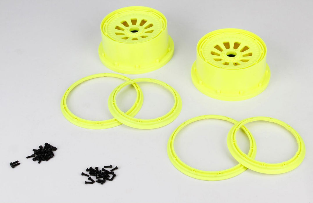 Wheel & Beadlock Set, Flo Yellow (2), 5T