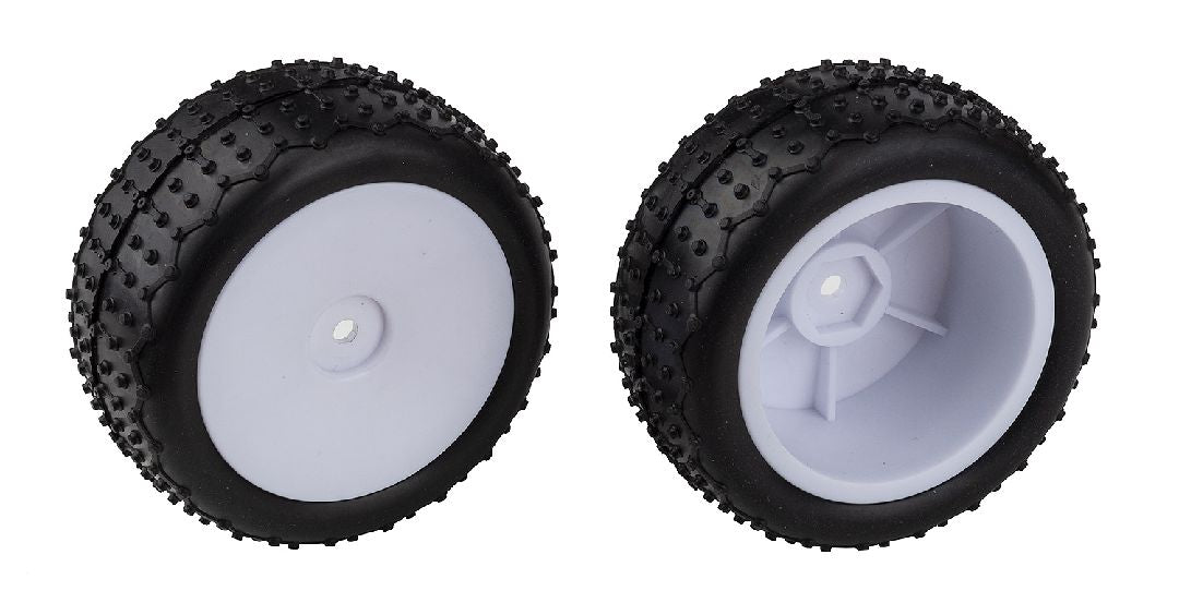 Team Associated Reflex 14 Mini Pin Tires, Wide Wheels Mounted - White (2)