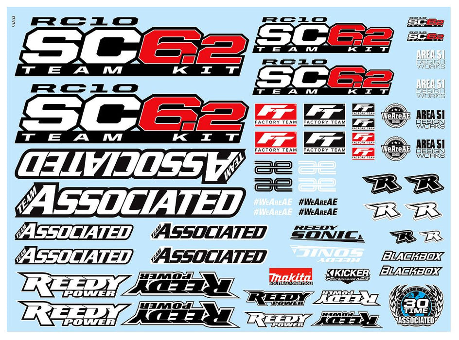 Team Associated RC10SC6.2 Decal Sheet