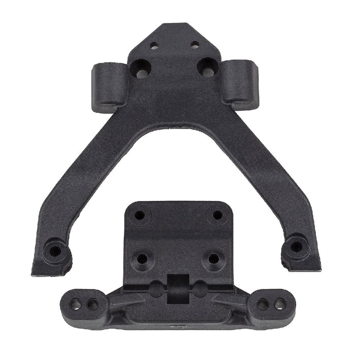 Team Associated RC10B6.4 FT Front Top Plate and Ballstud Mount, Angled, Carbon Fiber