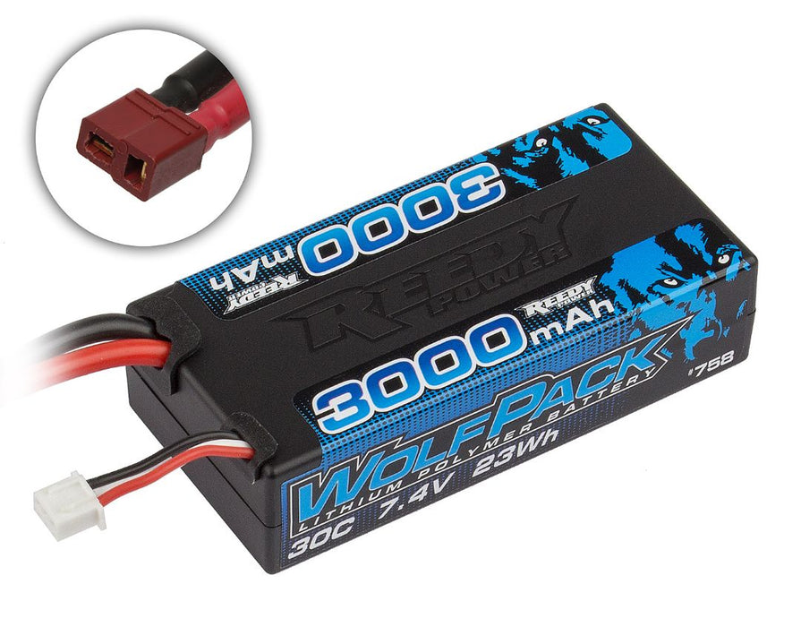 Wolfpack LiPo 3000mAh 30C 7.4V Shorty et prise en T