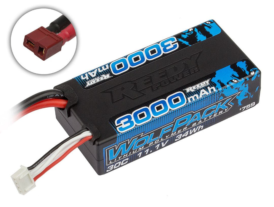 Wolfpack LiPo 3000mAh 30C 11.1V Shorty et prise en T