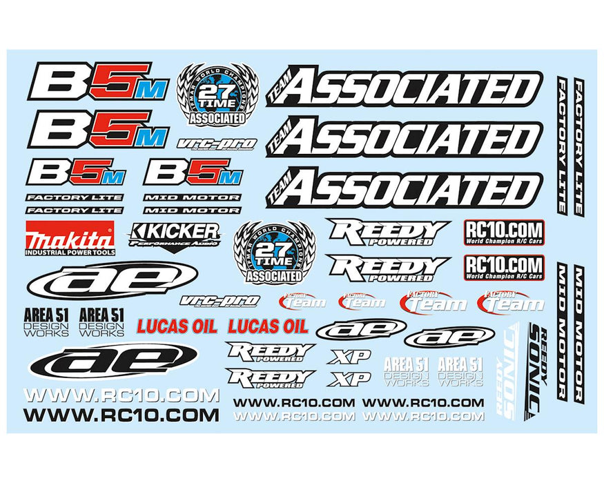 Team Associated RC10B5M Factory Lite Decal Sheet