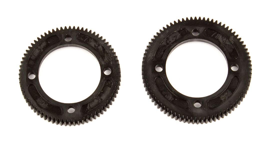 Team Associated RC10B74 Center Diff Spur Gears, 72T/48P, 78T/48P