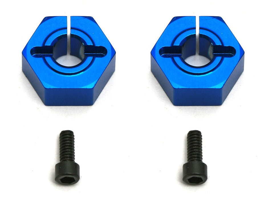 Team Associated 12mm Aluminum Front Clamping Wheel Hex Set (Blue) (2)