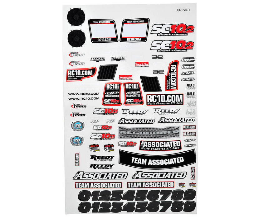 Team Associated SC10.2 Factory Team Decal Sheet