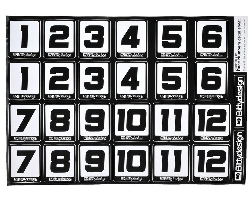 Bittydesign Race Number Decal Sheet (34x24cm)