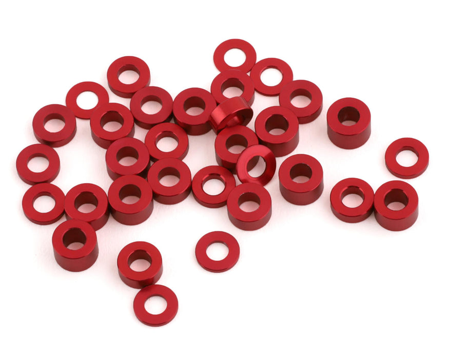 Team Brood 3x6mm 6061 Aluminum Ball Stud Washer Full Kit (Red) (32)