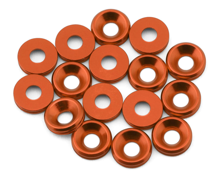 Team Brood Rondelle fraisée en aluminium 6061 de 3 mm (Orange) (16)