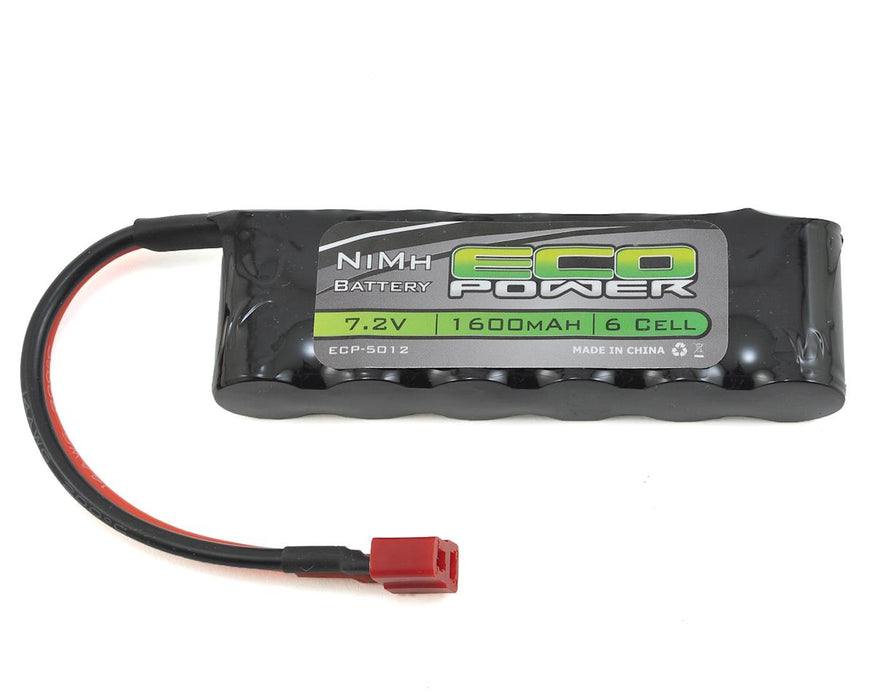 Batterie plate NiMH EcoPower à 6 cellules avec connecteur de style T (7,2 V/1 600 mAh)