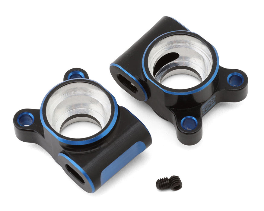 Exotek Team Associated RC10B74.2 Aluminum Rear Hub Set (Black/Blue) (2)