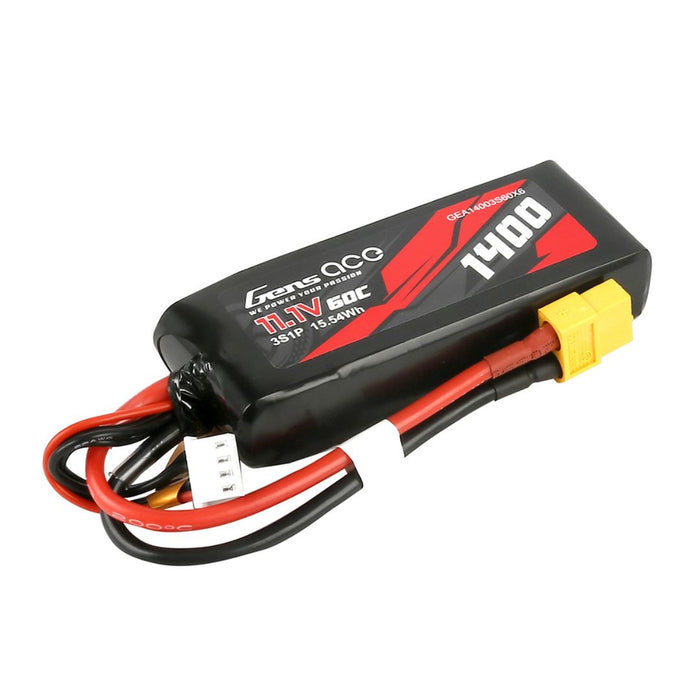 11.1V 1400mAh 3S 60C LiPo: XT60